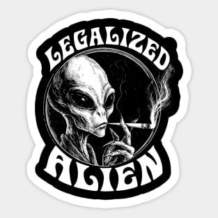 LEGALIZED ALIEN, stoner alien, Alien Smoking Joint, Extraterrestrial Weed, UFO, UAP, Stoner Sticker
